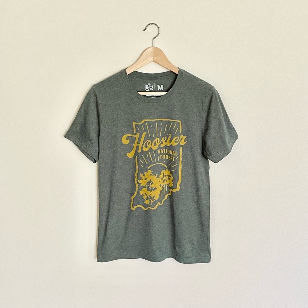 NEW The Shop Hoosier National Forrest Graphic Green T Shirt Adult size Medium